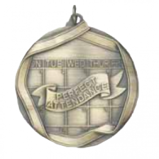 Perfect Attendance 2-1/4" Die Cast Medal